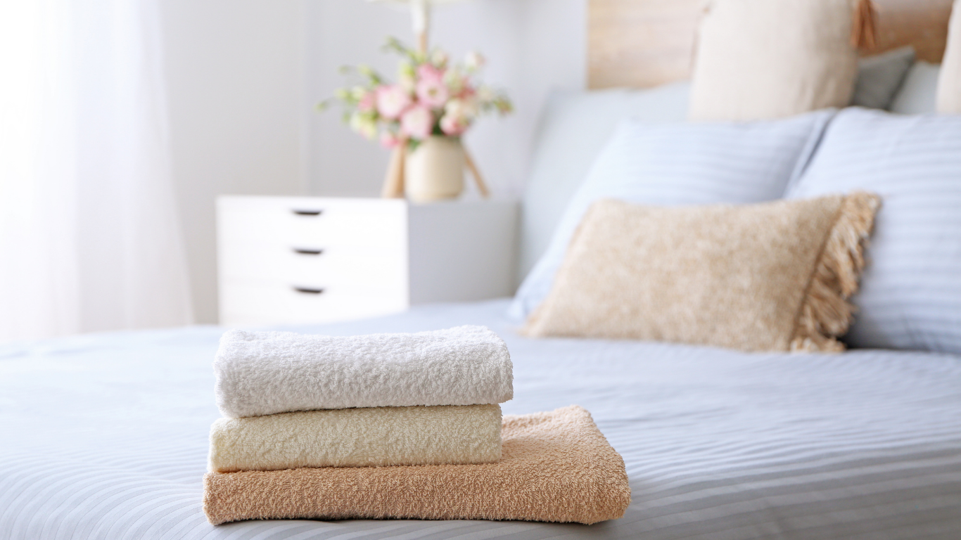 Lit préparé avec du linge blanc hôtelier